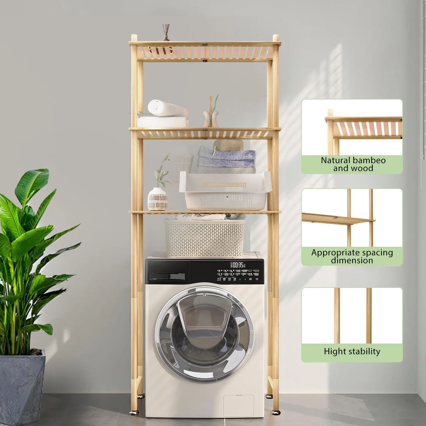 Multi-Functional Bamboo Over-Toilet Storage Rack 3-Tier Freestanding Bamboo Bathroom Shelf Cabinet for Bathrooms Laundry Roo
Multi-Functional Bamboo Over-Toilet Storage Rack 3-Tier Freestanding Bamboo Bathroom Shelf Cabinet for Bathrooms Laundry Roo