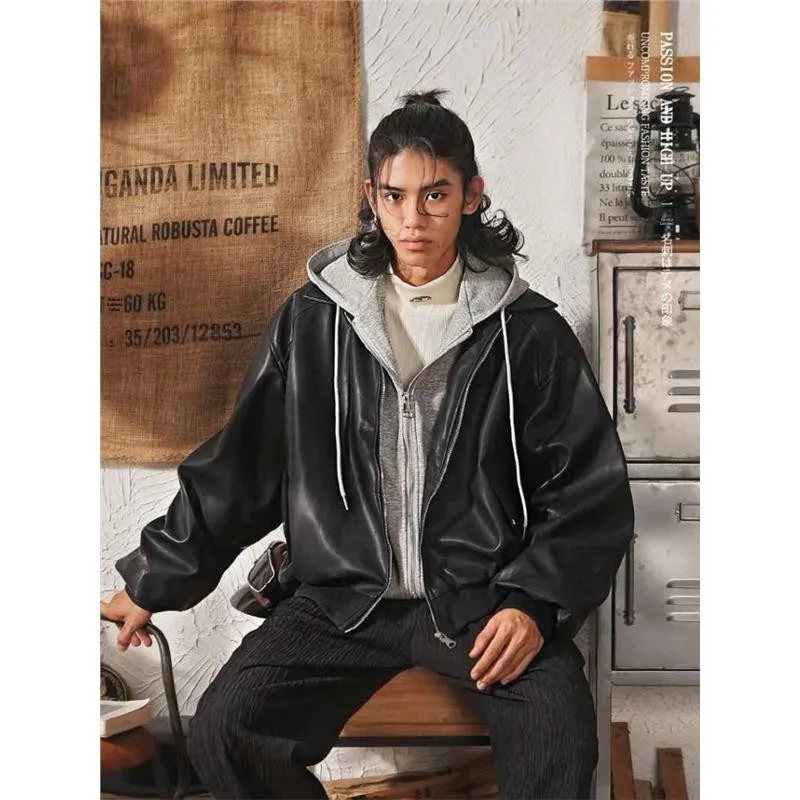 American Sle Loose Men's Biker Baseball Jaet with Hood PU Leather Coat Windproof Five Sve Long Other Material Fabric
American Sle Loose Men's Biker Baseball Jaet with Hood PU Leather Coat Windproof Five Sve Long Other Material Fabric