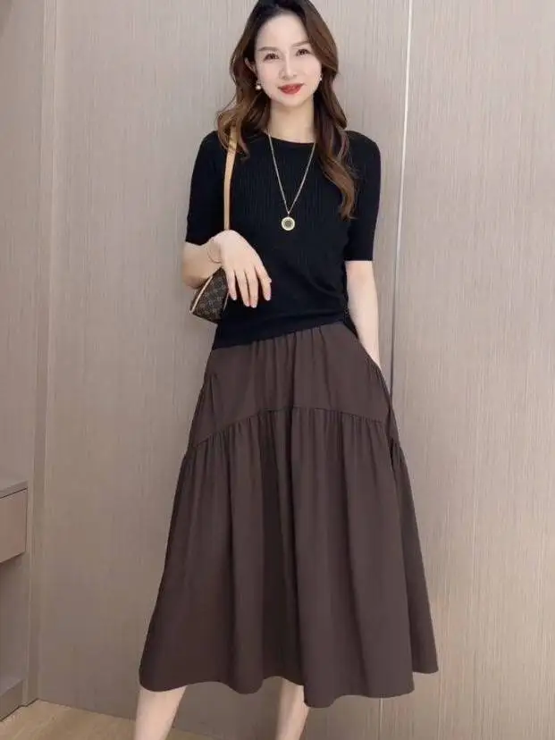 High Waist Pocket Half Skirt Hepburn Style Casual plus Size Midi Umbrella Skirt Summer New Leisure Skirt Women's Fashion
High Waist Pocket Half Skirt Hepburn Style Casual plus Size Midi Umbrella Skirt Summer New Leisure Skirt Women's Fashion