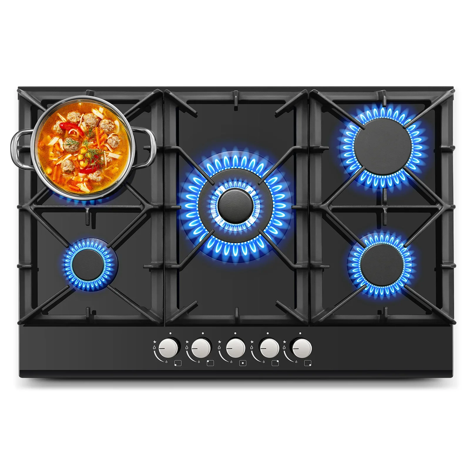 30 Inch Gas Cooktop 5 Burner Propane Cooktop, Gas Stove Top with Thermocouple Protection, LPG/ NG Dual Fuel, Built-in Gas Stove for Apartment, Indoor, RV
30 Inch Gas Cooktop 5 Burner Propane Cooktop, Gas Stove Top with Thermocouple Protection, LPG/ NG Dual Fuel, Built-in Gas Stove for Apartment, Indoor, RV