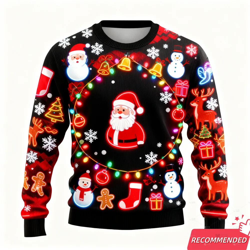 2025 Anime Cat Ugly Christmas Sweater Fake Neon Light Graphic Santa Claus Ugly Pullover Xmas Holiday Crew Neck Men's Sweatshirts
2025 Anime Cat Ugly Christmas Sweater Fake Neon Light Graphic Santa Claus Ugly Pullover Xmas Holiday Crew Neck Men's Sweatshirts