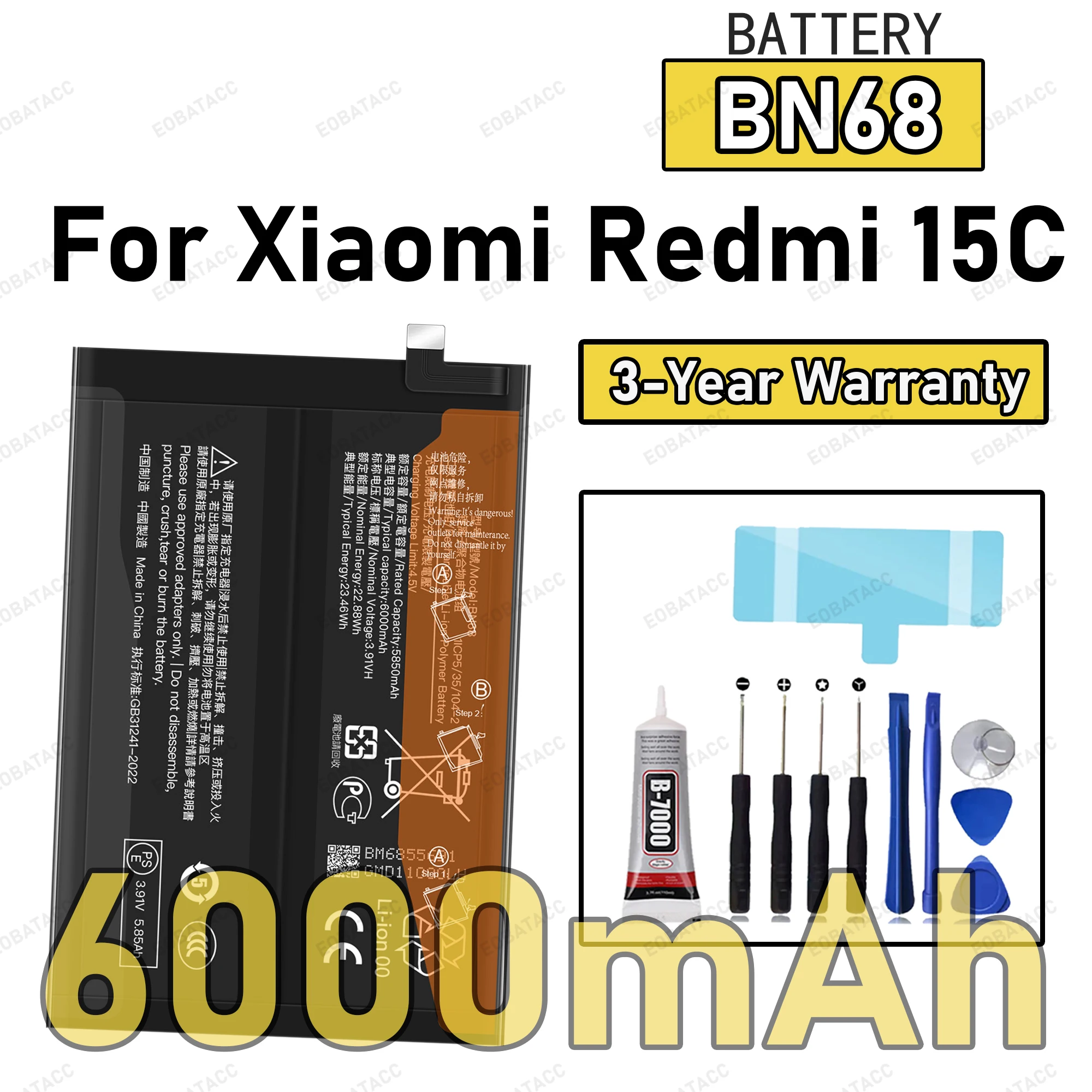 100% New Zero Cycle BN68 Battery For XIAOMI REDMI 15C Replacement Batteries+Free tools
100% New Zero Cycle BN68 Battery For XIAOMI REDMI 15C Replacement Batteries+Free tools