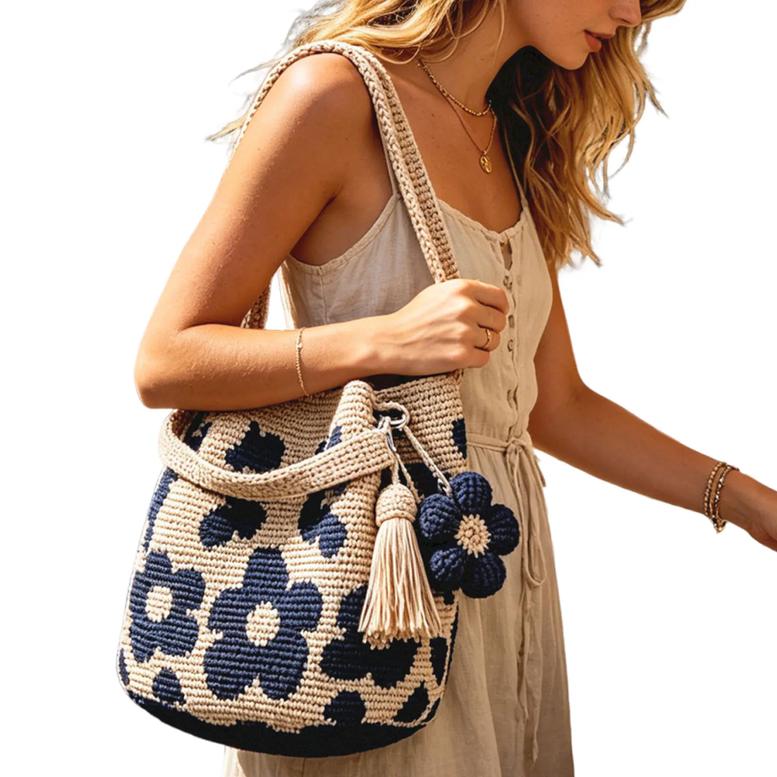 Crossbody Shoulder Bag Lightweight Needlepoint Barrel Drawstring Purse Hand-Crochet Woven Summer Beach Bag for Women Vacation
Crossbody Shoulder Bag Lightweight Needlepoint Barrel Drawstring Purse Hand-Crochet Woven Summer Beach Bag for Women Vacation