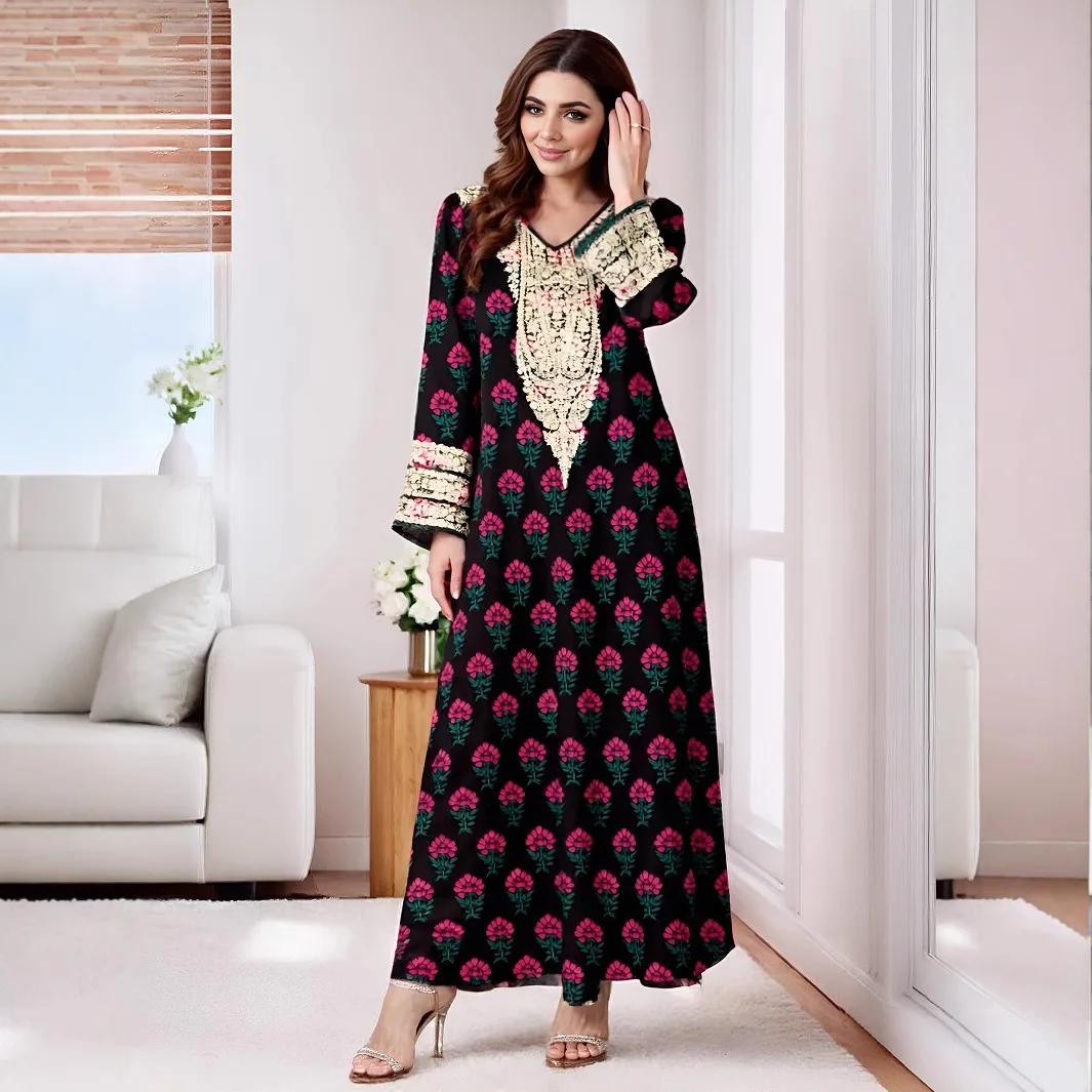 M315 Arab Apparel Abaya Women's V-neck Long Sleeved Skirt Fashion Printed Dress Robe Abaya Ramadan Dubai Luxury Islam Elegant
M315 Arab Apparel Abaya Women's V-neck Long Sleeved Skirt Fashion Printed Dress Robe Abaya Ramadan Dubai Luxury Islam Elegant