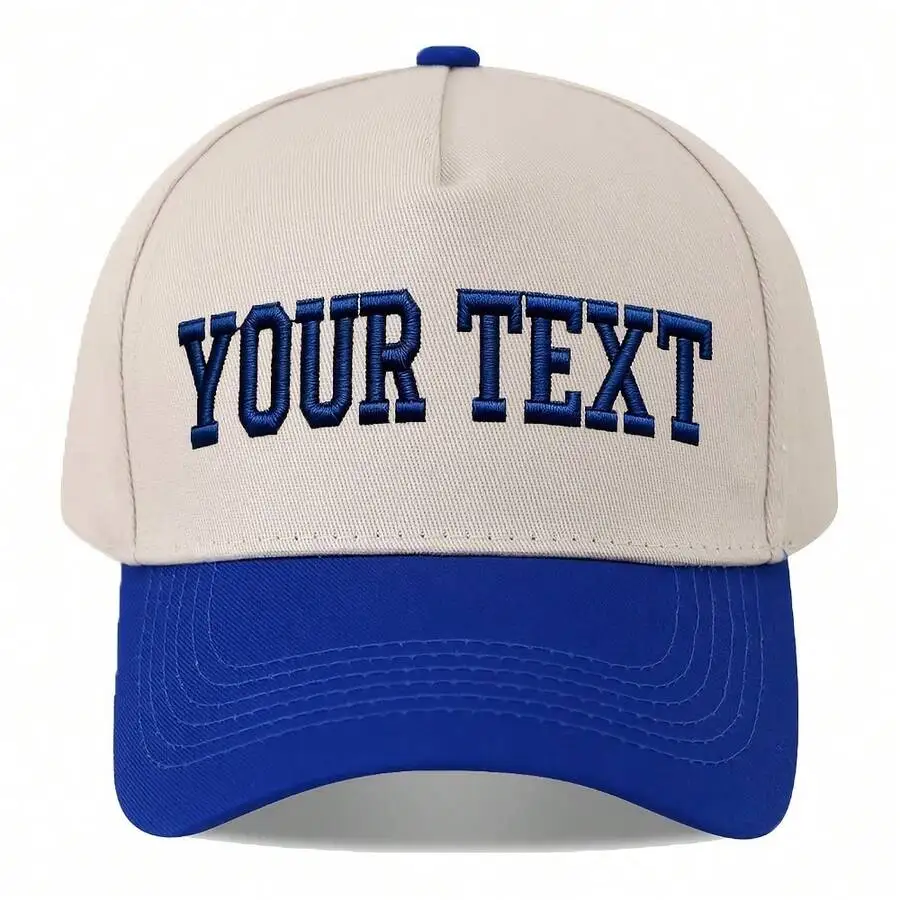 Custom Text Embroidered Baseball Cap Adjustable Color Block Visor 100% Polyester Casual Beach Outdoor Hat
Custom Text Embroidered Baseball Cap Adjustable Color Block Visor 100% Polyester Casual Beach Outdoor Hat