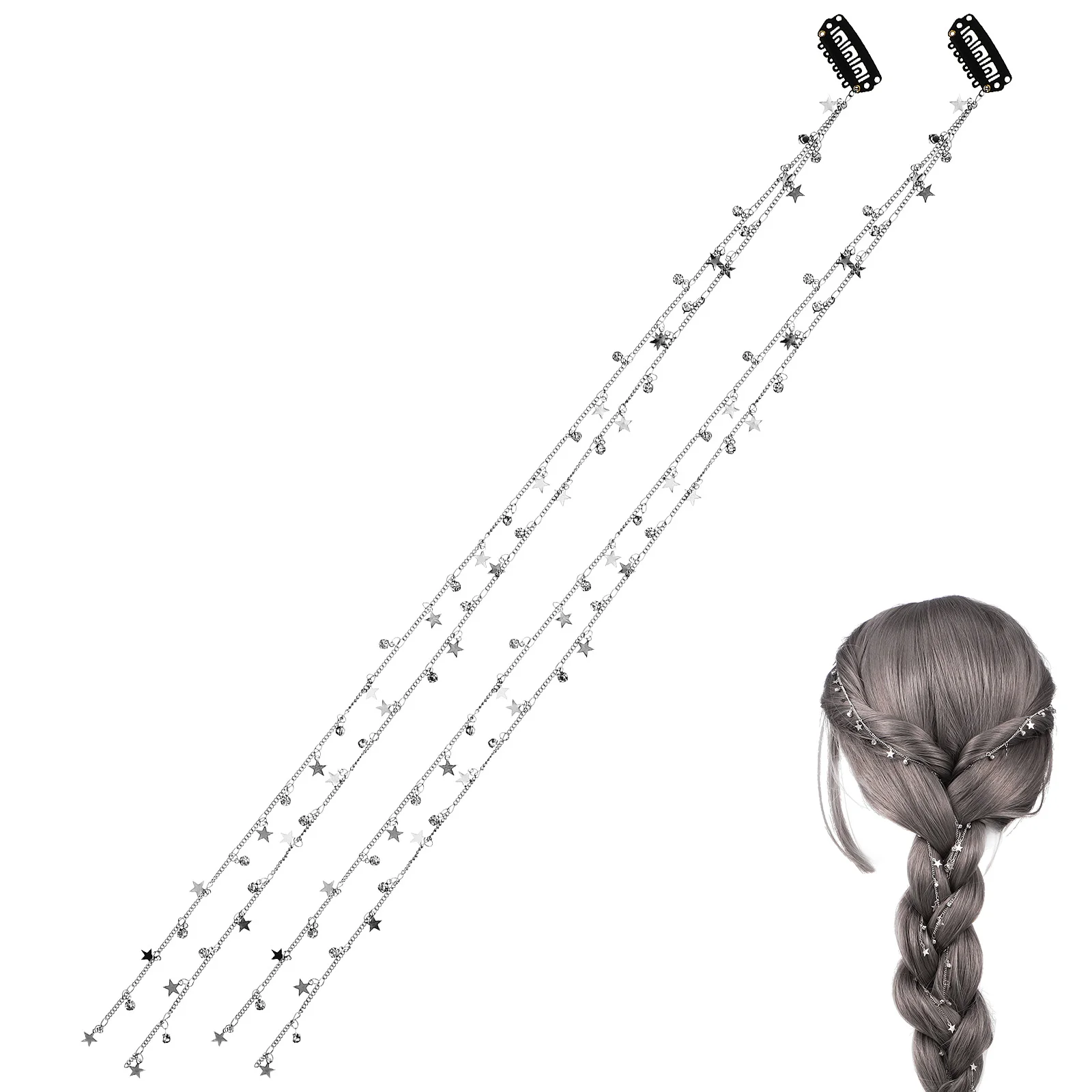 2 Pcs Hair Strands Star Pendant Braided Chain 2pcs Bride Clips for Girls Jewelry Alloy
2 Pcs Hair Strands Star Pendant Braided Chain 2pcs Bride Clips for Girls Jewelry Alloy