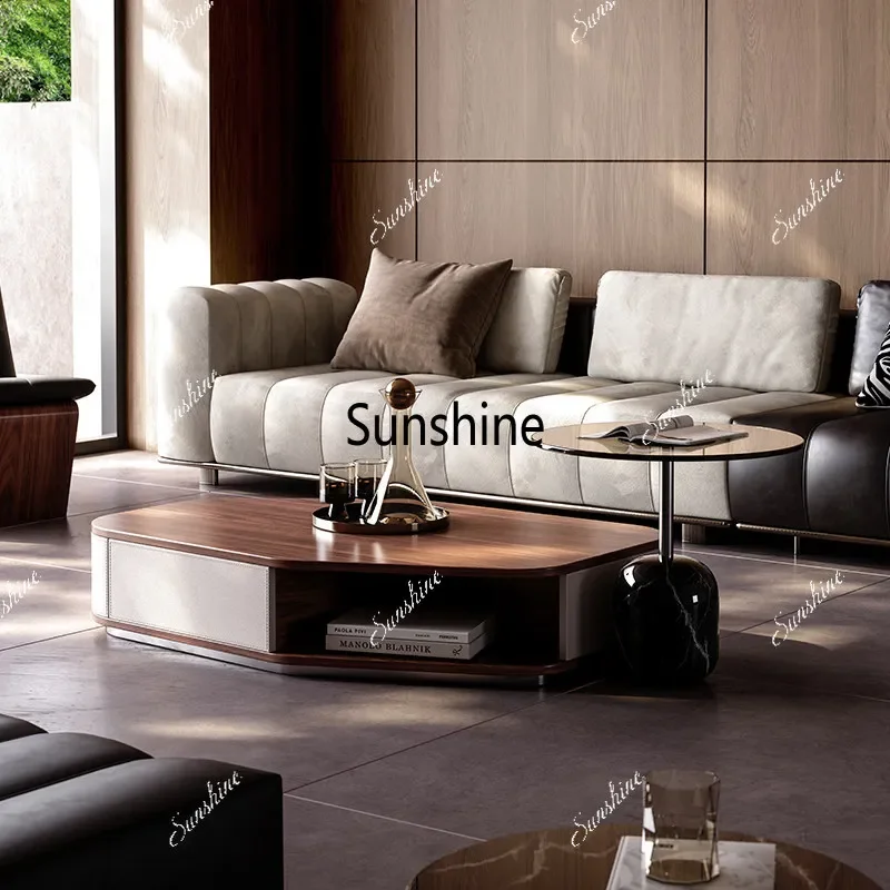 Italian high-end villa living room saddle leather coffee table
Italian high-end villa living room saddle leather coffee table