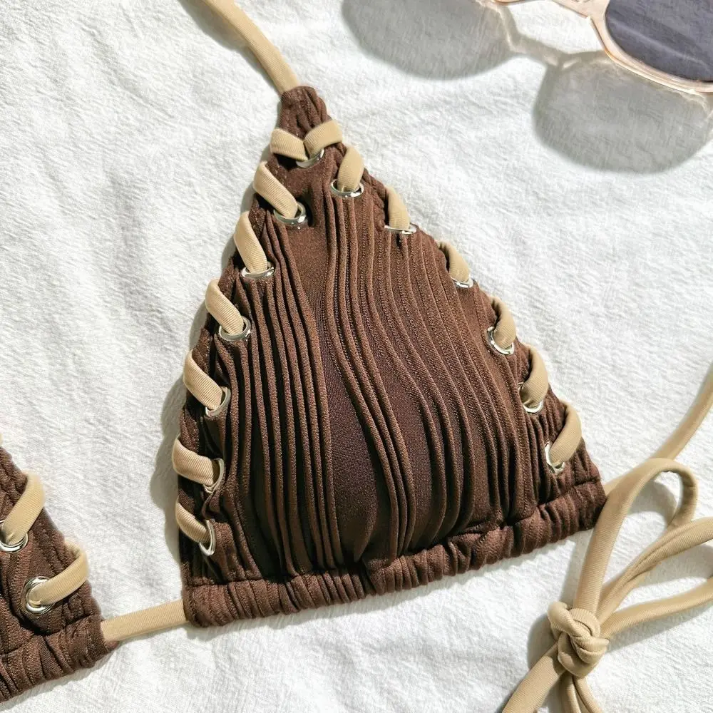 New Wrinkled Bikini Two Piece Set Weave Braided Rope Bathing Suit Beachwear Women
New Wrinkled Bikini Two Piece Set Weave Braided Rope Bathing Suit Beachwear Women