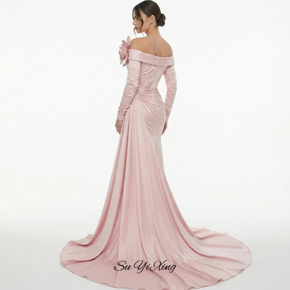 Boat Neck Long Sleeves Evening Dress Customized Mermaid Celebrity Gowns with Handmade Flower High Quality Velour Robe de soirée
Boat Neck Long Sleeves Evening Dress Customized Mermaid Celebrity Gowns with Handmade Flower High Quality Velour Robe de soirée