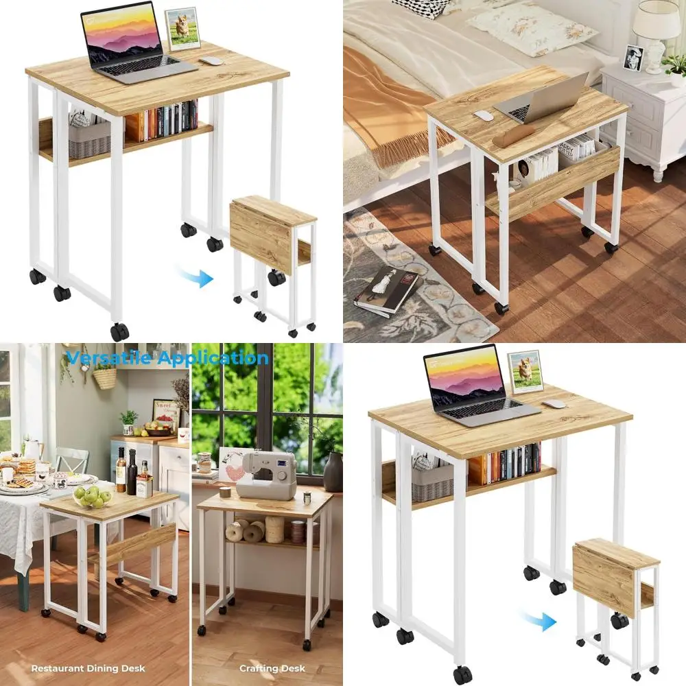 Compact Rolling Desk with Storage, 24.8 Foldable Oak Computer Desk on Wheels for Space-Saving Solutions
Compact Rolling Desk with Storage, 24.8 Foldable Oak Computer Desk on Wheels for Space-Saving Solutions