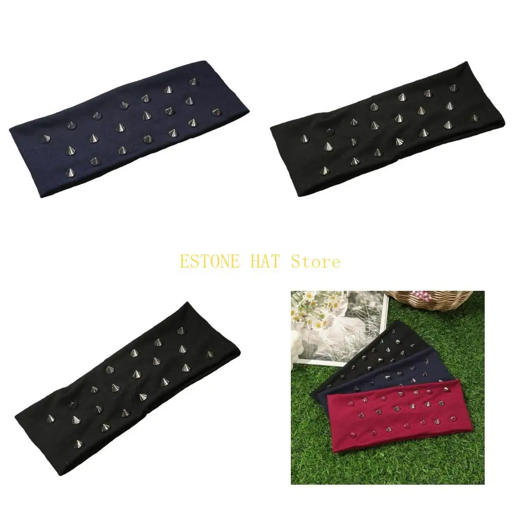 49MF 2000s Punk Rivet Studded Hairband Elastic NonSlip Polyester Fabric Unisex Hairband for Music Festival Outdoor Activity
49MF 2000s Punk Rivet Studded Hairband Elastic NonSlip Polyester Fabric Unisex Hairband for Music Festival Outdoor Activity