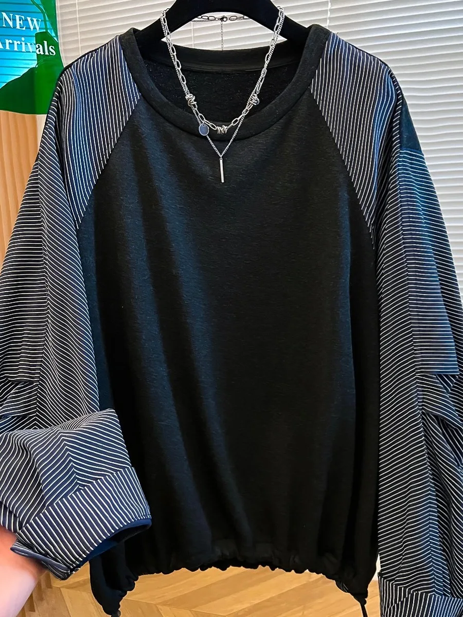 Women's Oversized Sweatirt with Dstring Stripe Splicing Long Sve Casual Top Luxury Sle Loose Fit Autumn Wear
Women's Oversized Sweatirt with Dstring Stripe Splicing Long Sve Casual Top Luxury Sle Loose Fit Autumn Wear