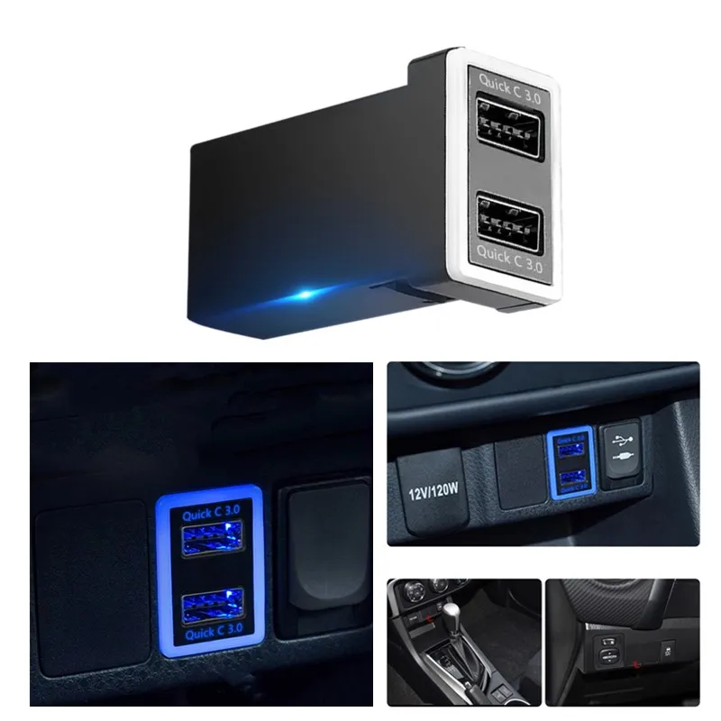 QC3.0 2x18 Вт автомобильное быстрое зарядное USB-устройство USB-разъем питания для смартфона для Toyota Corolla Camry Prado Ralink Автомобильная серия
QC3.0 2x18 Вт автомобильное быстрое зарядное USB-устройство USB-разъем питания для смартфона для Toyota Corolla Camry Prado Ralink Автомобильная серия