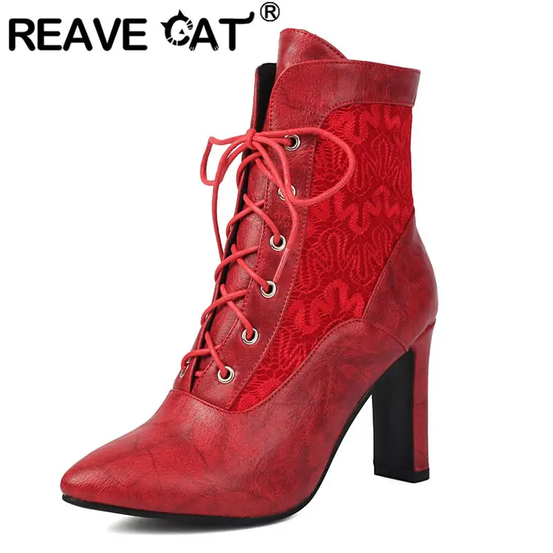 REAVE CAT 2025 пикантные женские ботильоны с острым носком на массивном высоком каблуке 8,5 см на шнуровке размера плюс 43, 44 45, модная вечеринка для свиданий Bota
REAVE CAT 2025 пикантные женские ботильоны с острым носком на массивном высоком каблуке 8,5 см на шнуровке размера плюс 43, 44 45, модная вечеринка для свиданий Bota