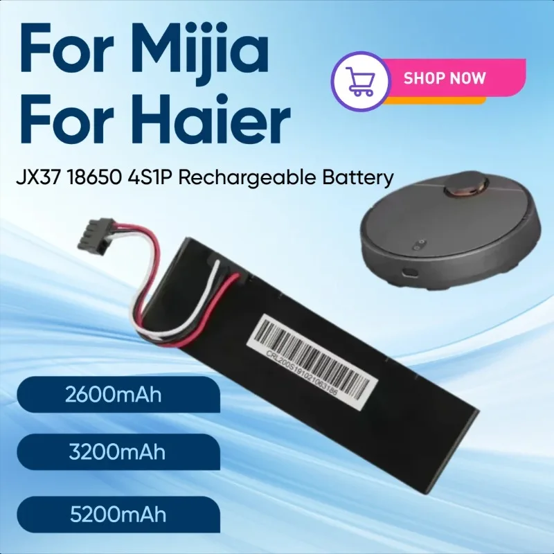 2600mAh 14.4V for Mijia LDS Vacuum Cleaner Mi Robot Vacuum-Mop 2S for Haier JX37 18650 4S1P Rechargeable Battery
2600mAh 14.4V for Mijia LDS Vacuum Cleaner Mi Robot Vacuum-Mop 2S for Haier JX37 18650 4S1P Rechargeable Battery