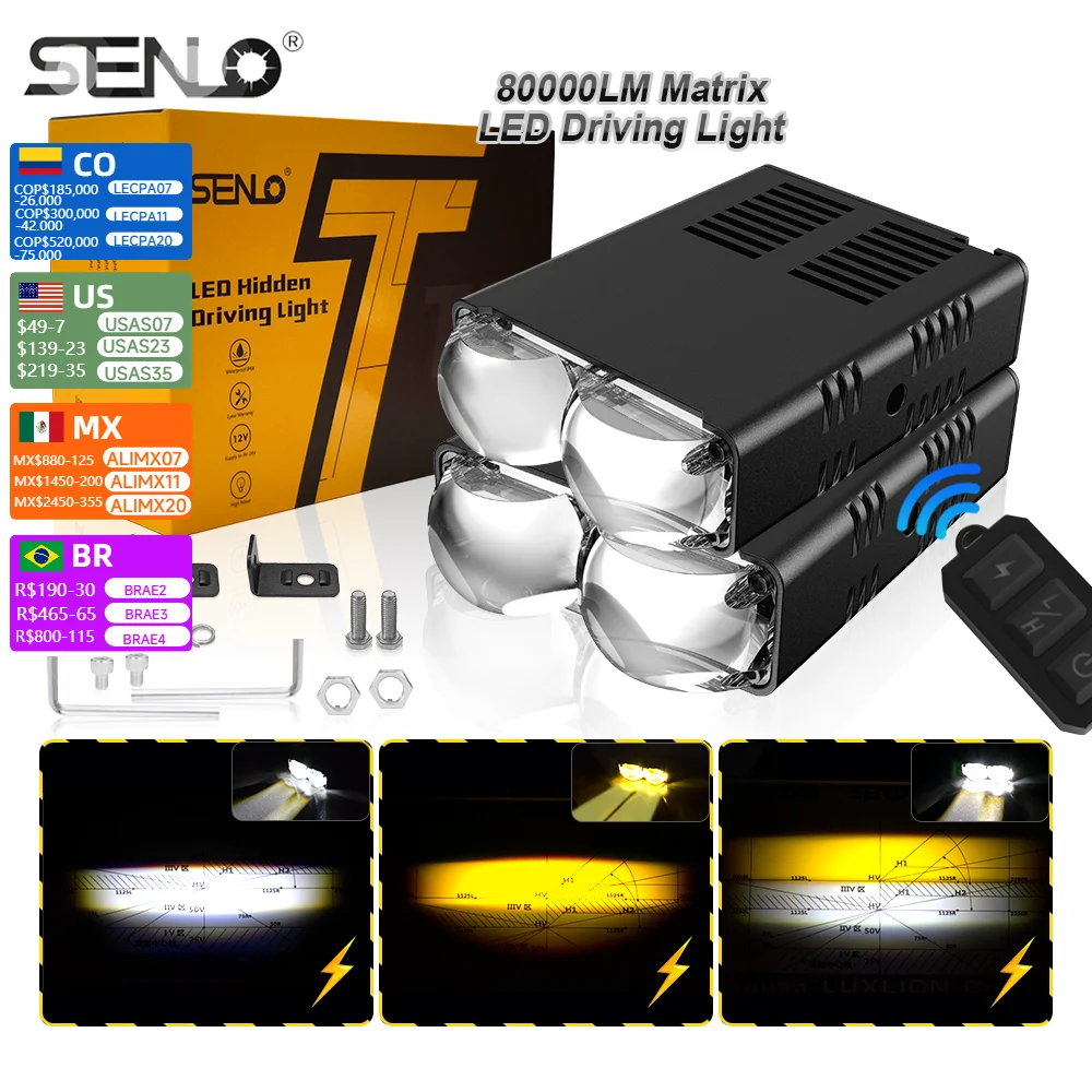 Senlo Universal Car Grille LED Fog Light Kit 80W Super Bright Headlight Waterproof Auxiliary Lights Easy Install for SUV Truck
Senlo Universal Car Grille LED Fog Light Kit 80W Super Bright Headlight Waterproof Auxiliary Lights Easy Install for SUV Truck