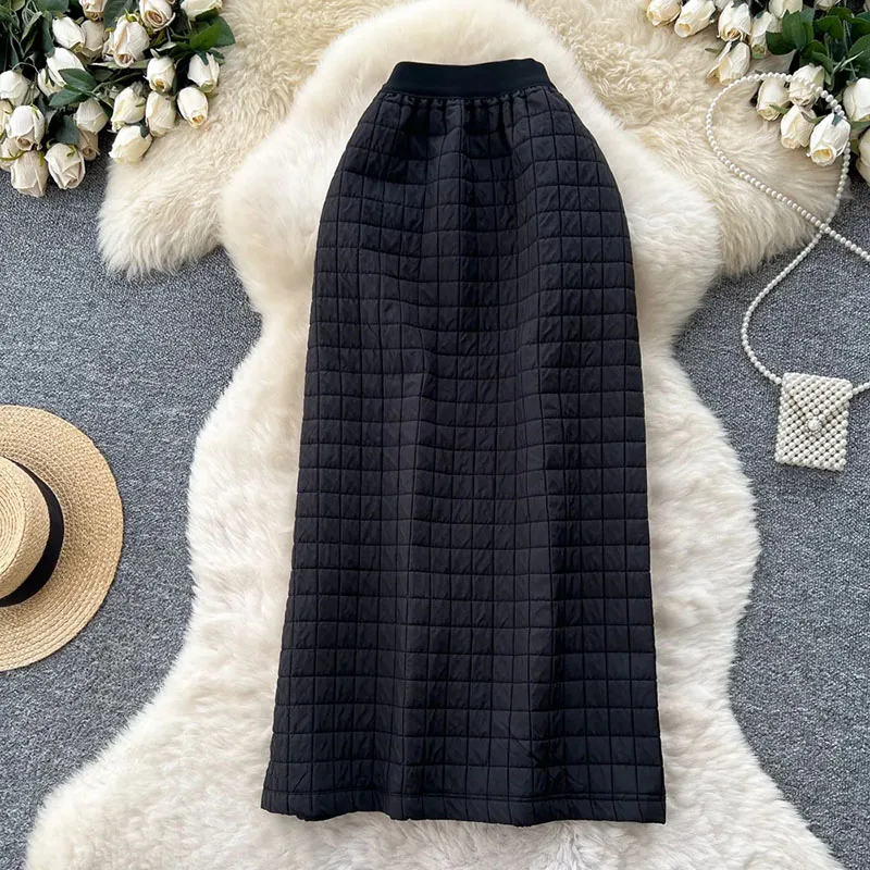 Winter Cotton-Padded Skirt Elastic High Waist Bodycon Split Versatile Solid Female Korean Chic Plaid Straight Skirt
Winter Cotton-Padded Skirt Elastic High Waist Bodycon Split Versatile Solid Female Korean Chic Plaid Straight Skirt