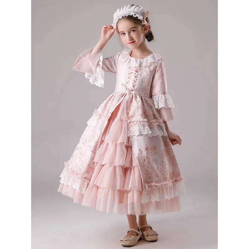 2pcs Girls Pink Rococo Style Victorian Dress Vintage Floral Print Long Sleeve Lace Ruffle Ball Gown Kids Princess Costume
2pcs Girls Pink Rococo Style Victorian Dress Vintage Floral Print Long Sleeve Lace Ruffle Ball Gown Kids Princess Costume