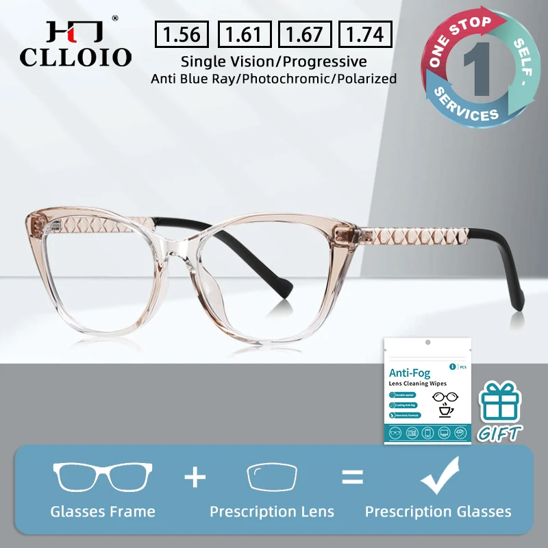 CLLOIO Fashion Cat Eye Diamond Grid Glasses Myopia Photochromic Prescription Glasses Women's Anti Blue Light Progressive Glasses
CLLOIO Fashion Cat Eye Diamond Grid Glasses Myopia Photochromic Prescription Glasses Women's Anti Blue Light Progressive Glasses