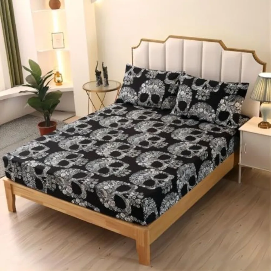 Gothic Skull Queen Fitted Sheet with 2 Pillowcases, Not Including Flat Sheet, Soft Microfiber Deep Pocket Halloween Goth Bedroo
Gothic Skull Queen Fitted Sheet with 2 Pillowcases, Not Including Flat Sheet, Soft Microfiber Deep Pocket Halloween Goth Bedroo