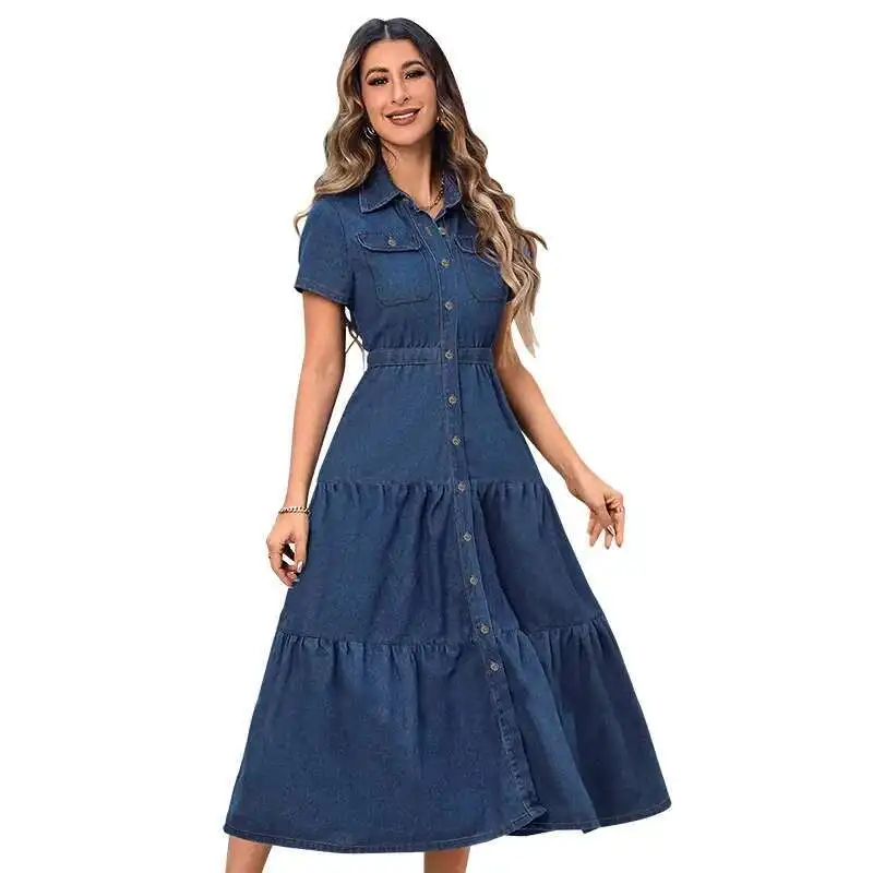 Plus 218510 Size Women's Clothing, Women's Clothing, Lapel Buttons, Long Pockets, Short Sleeves, Long Dresses Robe Vestido Women
Plus 218510 Size Women's Clothing, Women's Clothing, Lapel Buttons, Long Pockets, Short Sleeves, Long Dresses Robe Vestido Women