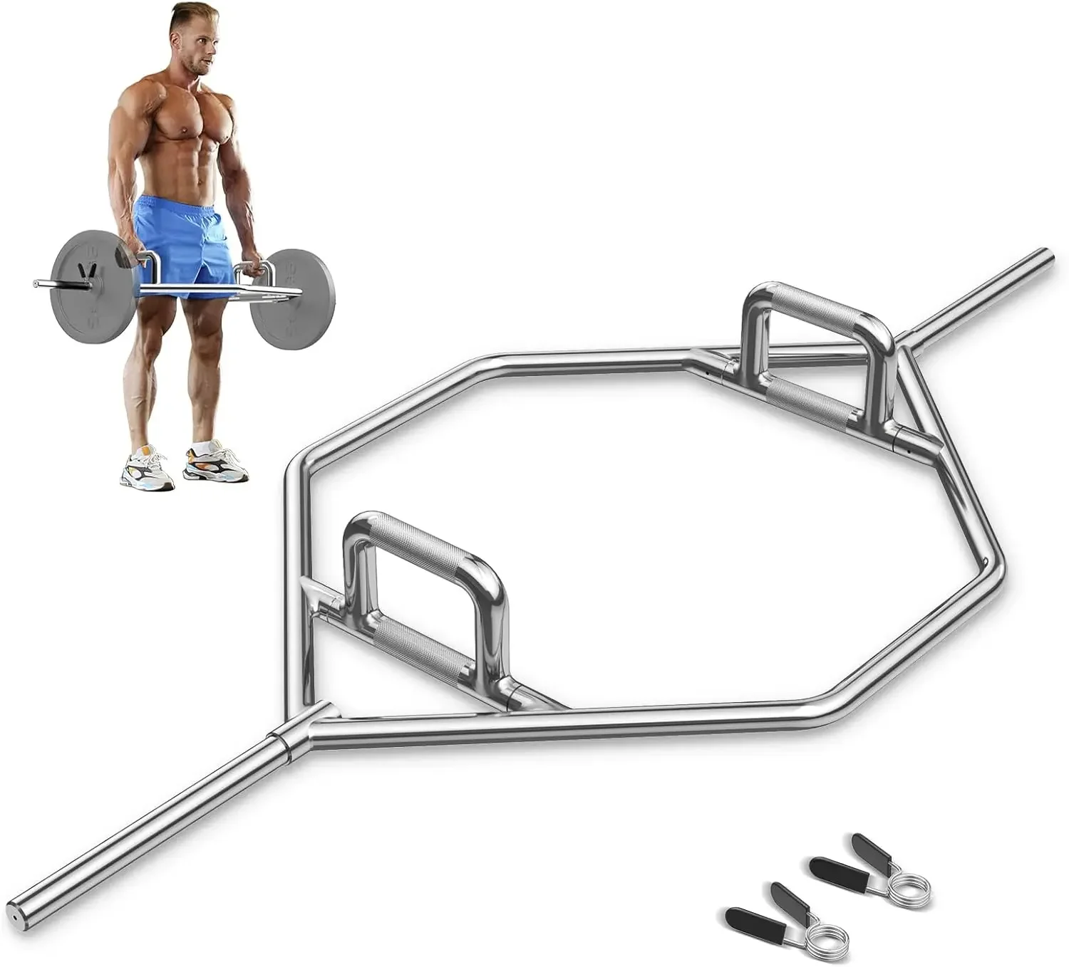 Folding Trap Bar - 56" Chrome Hex Weight Lifting Bar for Squats, Deadlifts, Shrugs & Power Pulls - 800Lbs Capacity
Folding Trap Bar - 56" Chrome Hex Weight Lifting Bar for Squats, Deadlifts, Shrugs & Power Pulls - 800Lbs Capacity