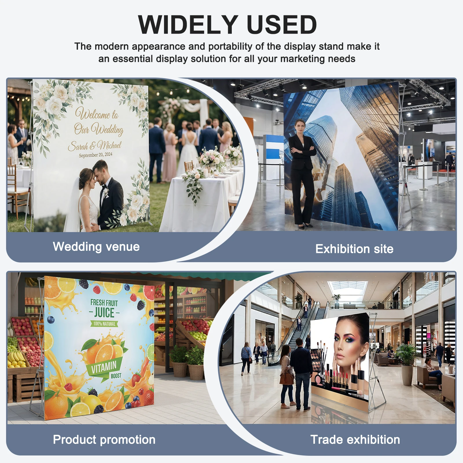 Lightweight Tension Fabric Collapsible Stand Portable Backdrop Booth Frame Pop Up Display Bracket for Wedding Exhibition Events
Lightweight Tension Fabric Collapsible Stand Portable Backdrop Booth Frame Pop Up Display Bracket for Wedding Exhibition Events
