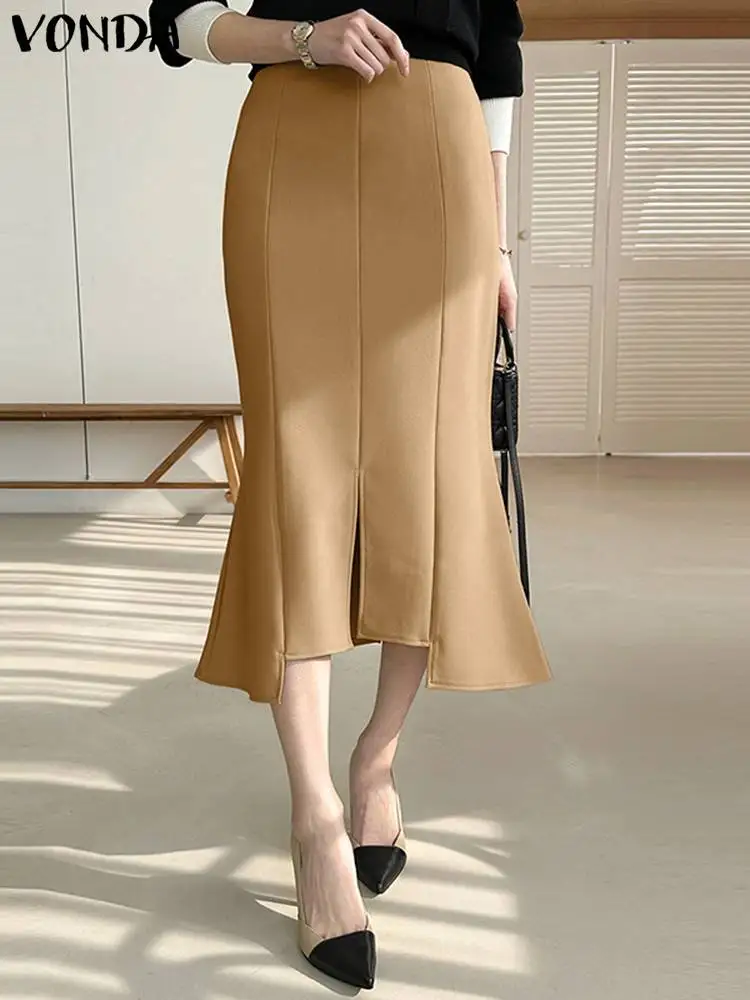 VONDA 2023 Summer Elegant Fishtail Skirts Women High Waist Fashion Office Midi Bottoms Casual Solid Irregular Hem Party Skirts 
VONDA 2023 Summer Elegant Fishtail Skirts Women High Waist Fashion Office Midi Bottoms Casual Solid Irregular Hem Party Skirts