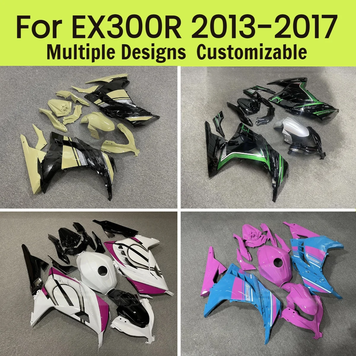 Injection Fairings EX300R 2013-2017 Motorcycle Custom Body Parts Set Fairing Kit for Kawasaki Ninja300 13-17
Injection Fairings EX300R 2013-2017 Motorcycle Custom Body Parts Set Fairing Kit for Kawasaki Ninja300 13-17
