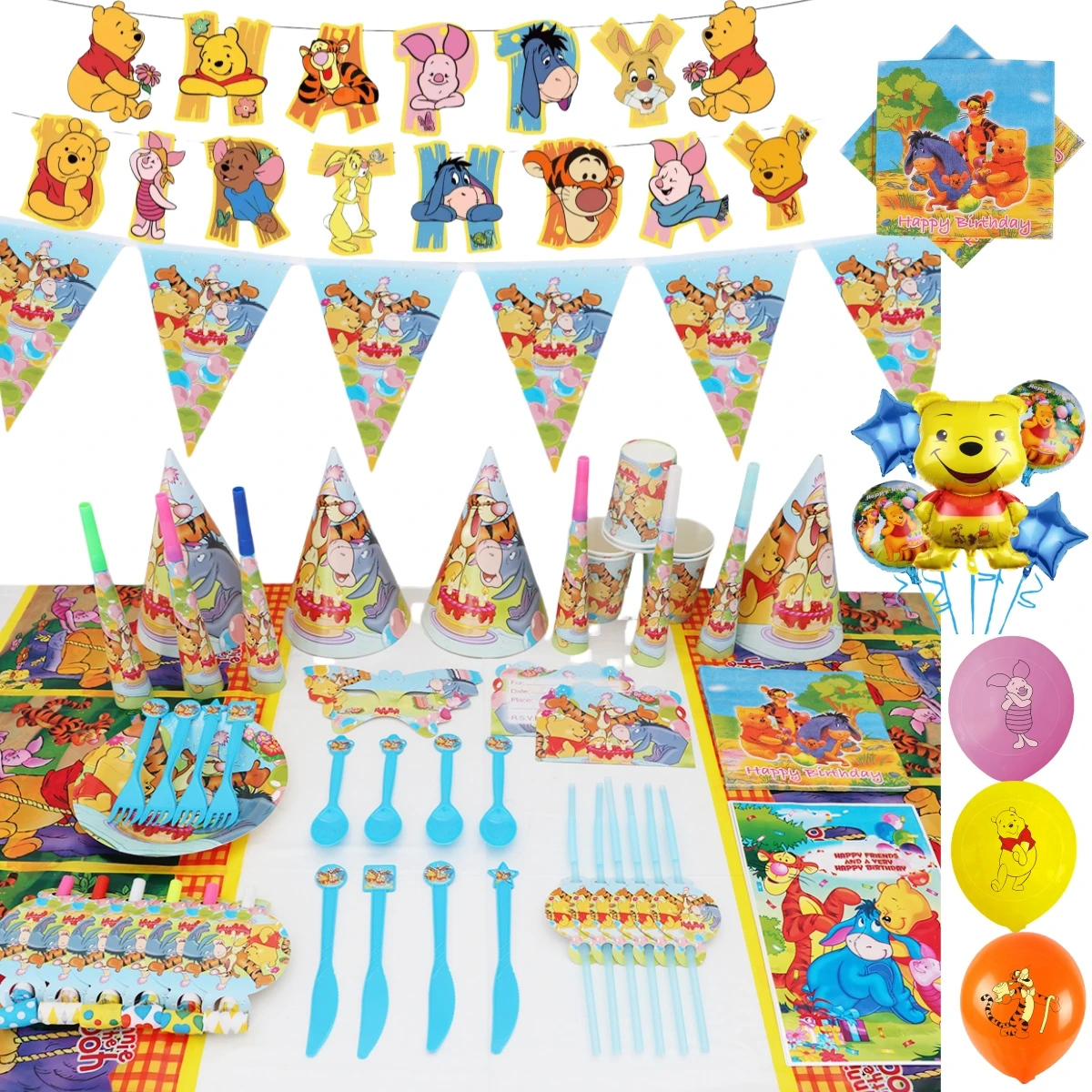WinnieThe Pooh Disney Cartoon Birthday Party Balloon Decoration Children's Tableware Set Backpack Background Flag Stickers 
WinnieThe Pooh Disney Cartoon Birthday Party Balloon Decoration Children's Tableware Set Backpack Background Flag Stickers