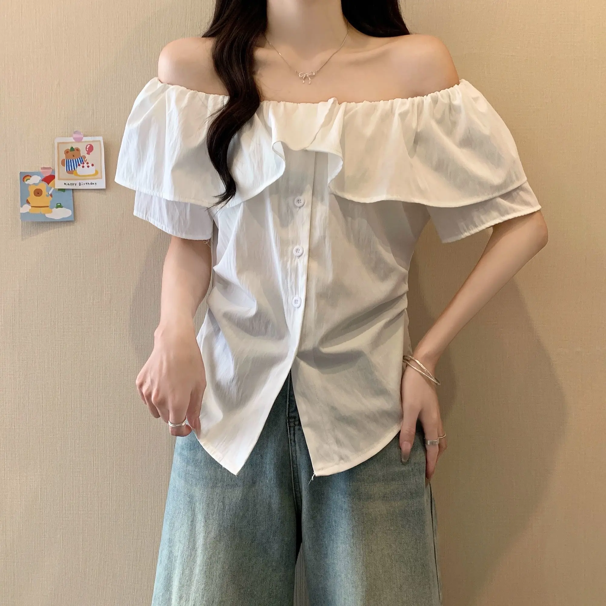 Short Sleeve Shirts Womens Cotton Shirring Pintuck Bat Sleeve Shirt Daily Commuter Modern Urban Office Lady Minimalist
Short Sleeve Shirts Womens Cotton Shirring Pintuck Bat Sleeve Shirt Daily Commuter Modern Urban Office Lady Minimalist