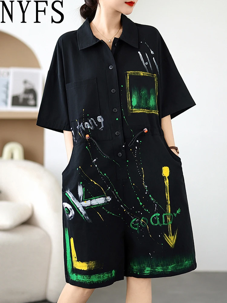 NYFS 2025 Summer Thin Women Overalls Trousers Female Vintage Loose Plus Size Hand-painted Cotton Wide legs Women Jumpsuit
NYFS 2025 Summer Thin Women Overalls Trousers Female Vintage Loose Plus Size Hand-painted Cotton Wide legs Women Jumpsuit