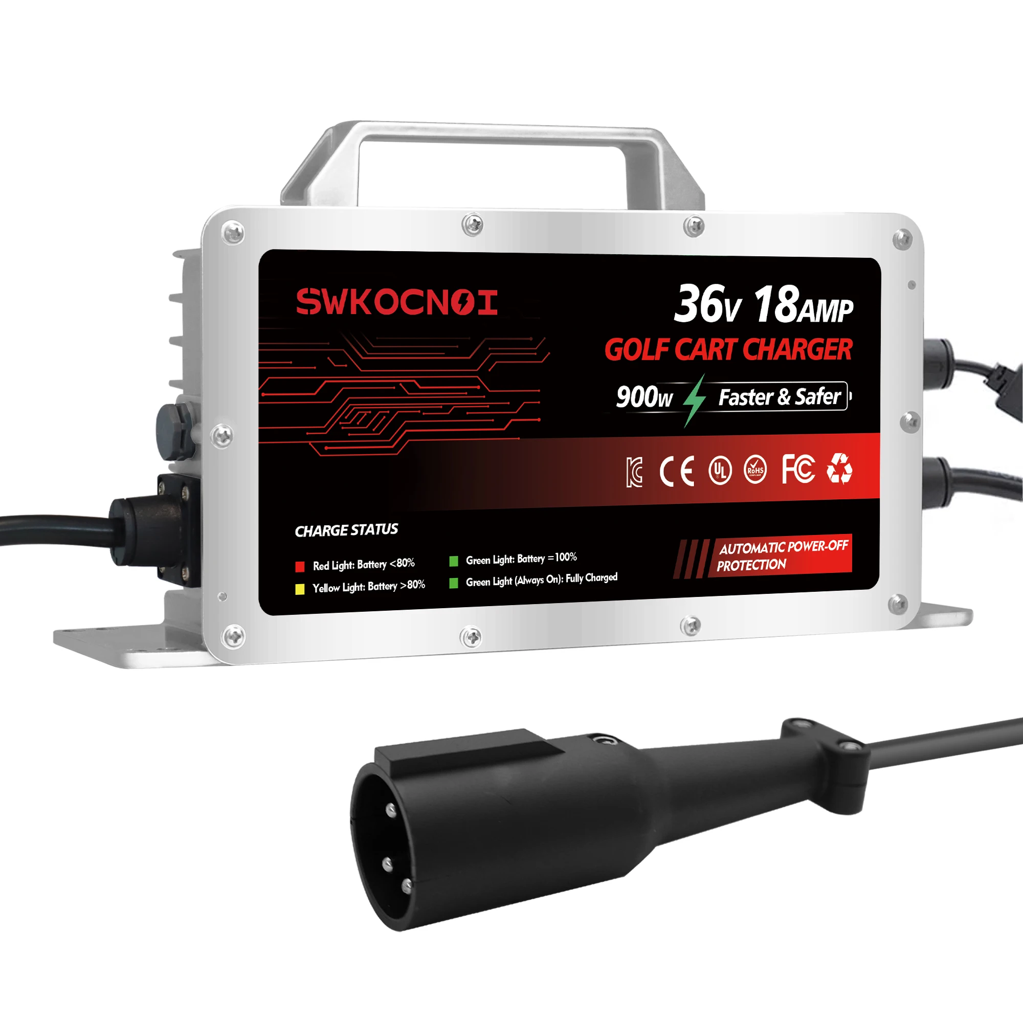 Club Car Golf Cart Charger 36 Volt 18 AMP Battery Charger 3-Pin Round Plug for Precedent & DS Lead Acid Smart Battery
Club Car Golf Cart Charger 36 Volt 18 AMP Battery Charger 3-Pin Round Plug for Precedent & DS Lead Acid Smart Battery