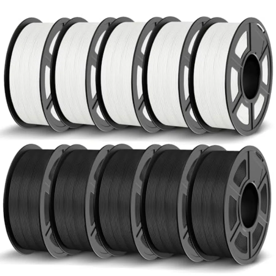 PETG Filament 1.75mm Bundle 11KG for FDM 3D Printers: Black×5+White×5 High Strength and Toughness
PETG Filament 1.75mm Bundle 11KG for FDM 3D Printers: Black×5+White×5 High Strength and Toughness