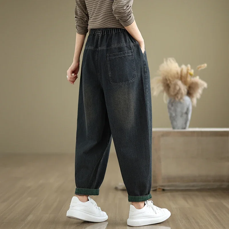 Chic Embroidery Vintage Ripped Harem Jeans For Women Spring Fall Elastic Waist Casual Denim Pants Female Baggy Trousers XT1146
Chic Embroidery Vintage Ripped Harem Jeans For Women Spring Fall Elastic Waist Casual Denim Pants Female Baggy Trousers XT1146