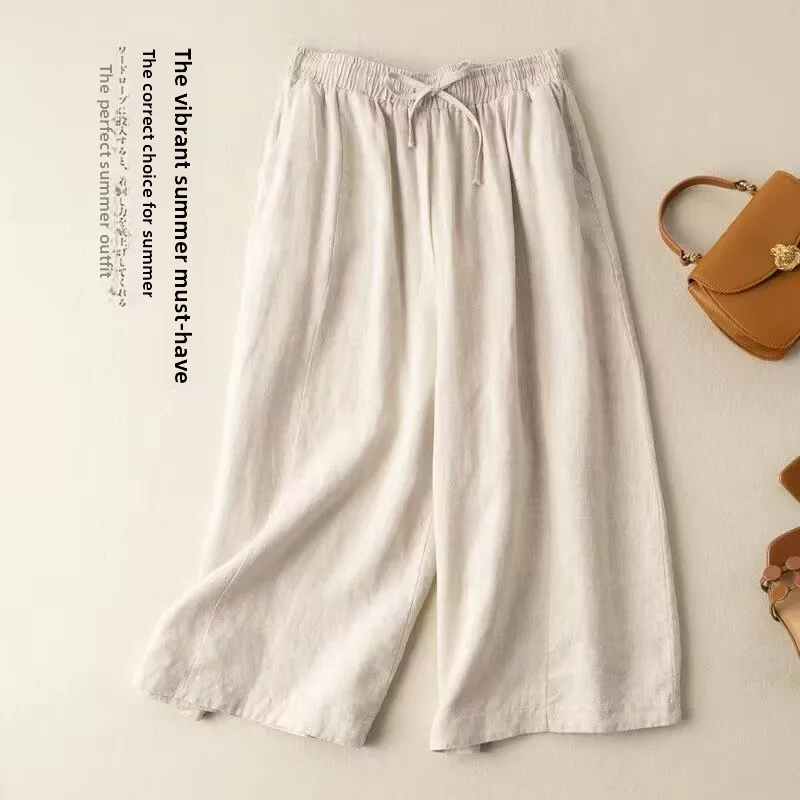 plus Size Cotton Linen Seven-Foot Casual Wide Leg Pants Thin Harlan Pants High Waist Commute Style Artistic Pocket Detail
plus Size Cotton Linen Seven-Foot Casual Wide Leg Pants Thin Harlan Pants High Waist Commute Style Artistic Pocket Detail