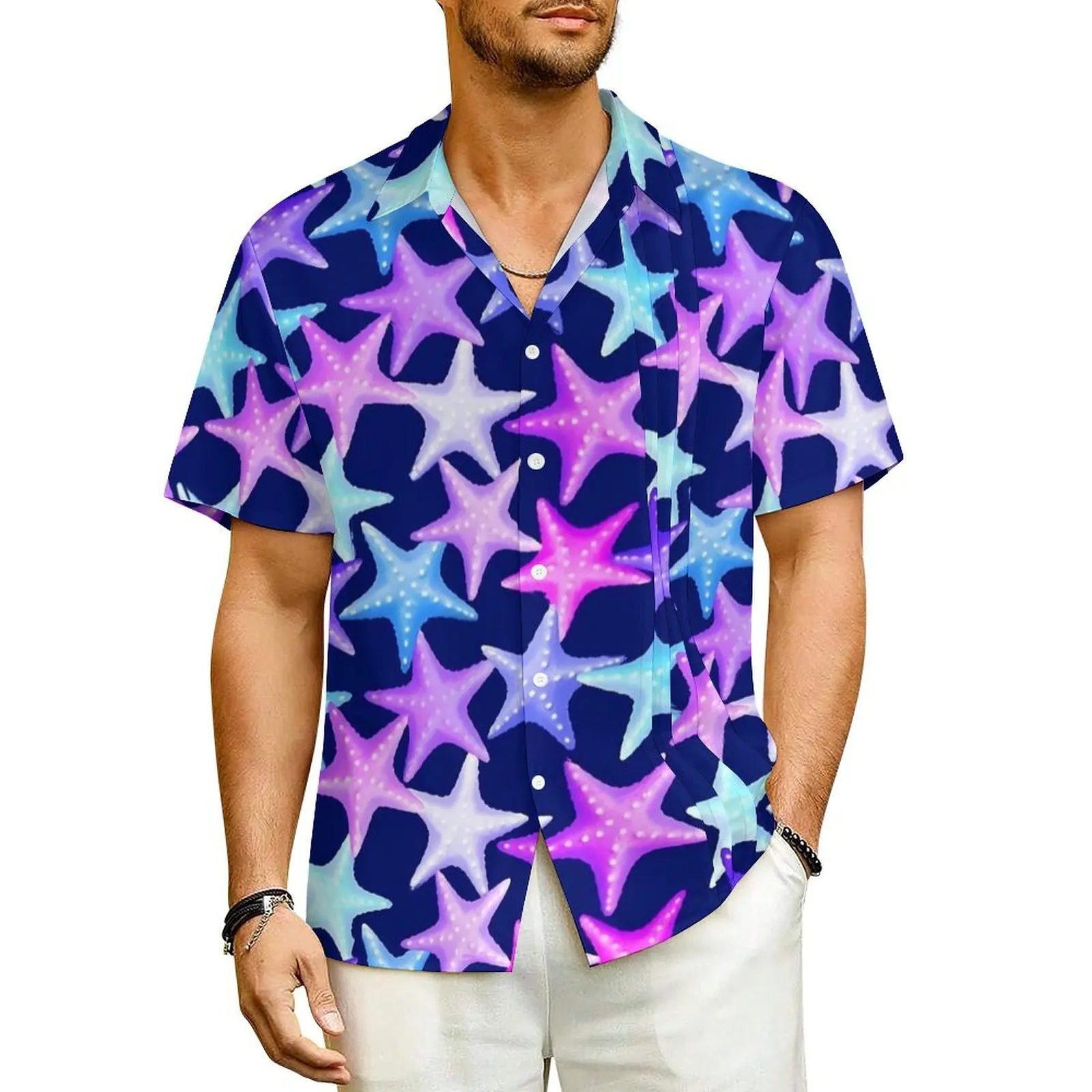 Pastel Starfish Beach Shirt Multicolor Animal Summer Casual Shirts Men Elegant Blouses Short-Sleeved Fashion Custom DIY Top
Pastel Starfish Beach Shirt Multicolor Animal Summer Casual Shirts Men Elegant Blouses Short-Sleeved Fashion Custom DIY Top