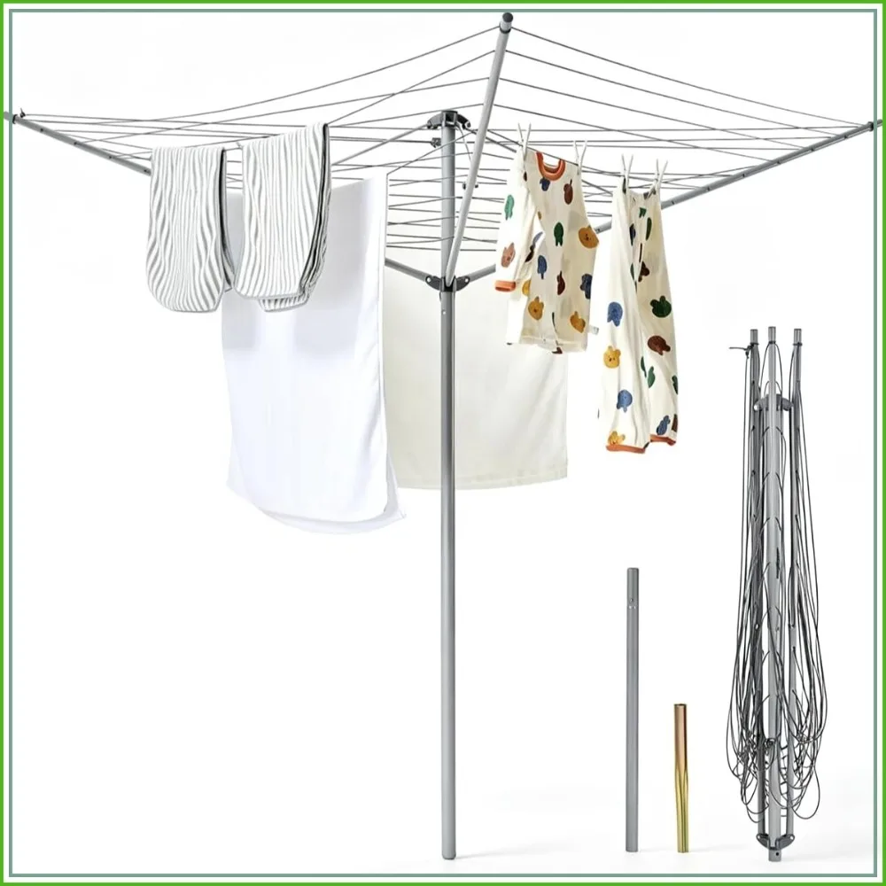 Collapsible 3-Arm Rotary Outdoor Umbrella Drying Rack, Metal Clothes Dryer with 131ft Drying Space
Collapsible 3-Arm Rotary Outdoor Umbrella Drying Rack, Metal Clothes Dryer with 131ft Drying Space