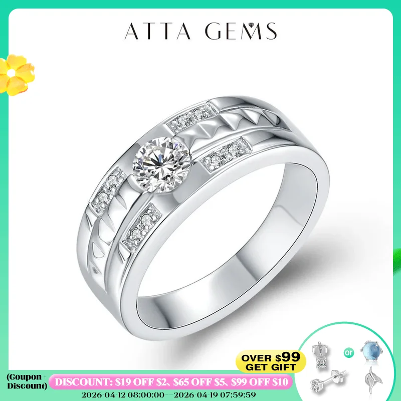 ATTAGEMS Moissanite Ring for Men 0.5CT Classic style 925 Sterling Silver Ring Diamond Fine Jewelry Engagement Ring For Wedding
ATTAGEMS Moissanite Ring for Men 0.5CT Classic style 925 Sterling Silver Ring Diamond Fine Jewelry Engagement Ring For Wedding