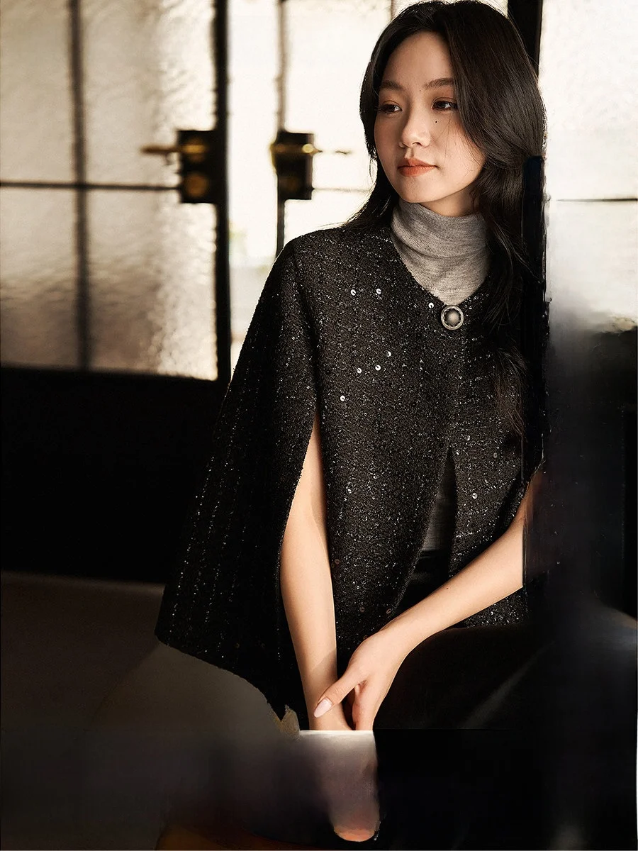 Mozart Night Song Wool Blend round Neck Fashionable Cloak Elegance Tweed Short Outerwear Commute Style Sequin Straight...
Mozart Night Song Wool Blend round Neck Fashionable Cloak Elegance Tweed Short Outerwear Commute Style Sequin Straight...