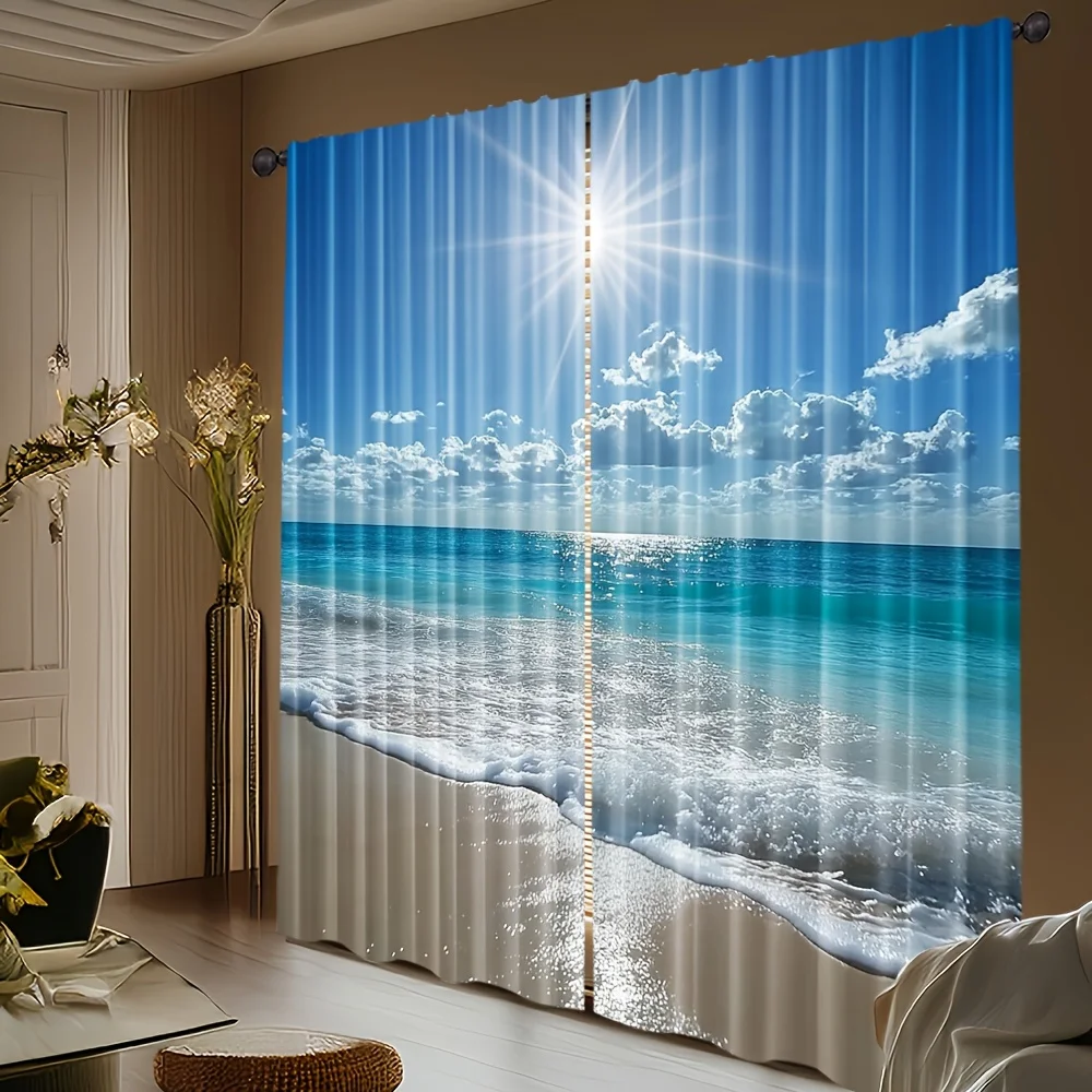 2pcs Sunny Beach Ocean View Curtains Blackout Drapes for Living Room Coastal Decor Realistic Seascape Print Window Treatment
2pcs Sunny Beach Ocean View Curtains Blackout Drapes for Living Room Coastal Decor Realistic Seascape Print Window Treatment