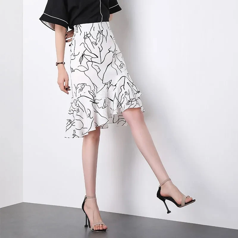 White Chiffon Mermaid Skirt Women Elegant Fashion Skirts 2023 Summer New Office Lady High Waist Loose Print Woman Skirt Ffaldas
White Chiffon Mermaid Skirt Women Elegant Fashion Skirts 2023 Summer New Office Lady High Waist Loose Print Woman Skirt Ffaldas