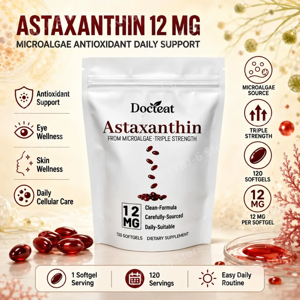 Docteat Astaxanthin 12mg Softgels 120 Count Microalgae Source Antioxidant Daily Wellness Eye Skin Support Dietary Supplement
Docteat Astaxanthin 12mg Softgels 120 Count Microalgae Source Antioxidant Daily Wellness Eye Skin Support Dietary Supplement