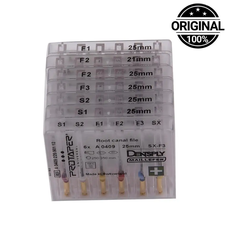 Ротационные файлы Dentsply Sirona ProTaper Universal Niti для эндодонтической обработки и финишной шлифовки, размеры SX S1 S2 F1 F2 F3 F4 F5, 6 шт./упаковка
Ротационные файлы Dentsply Sirona ProTaper Universal Niti для эндодонтической обработки и финишной шлифовки, размеры SX S1 S2 F1 F2 F3 F4 F5, 6 шт./упаковка