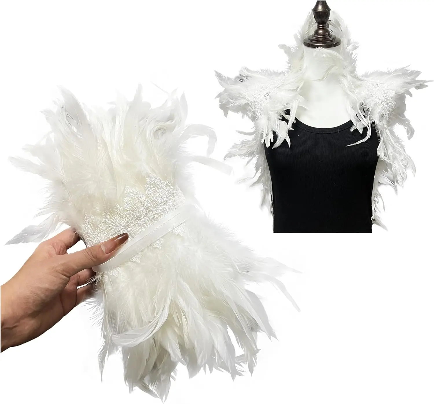 White Feather Shawl - Gothic Victorian Style Feather Shawl for Fancy Dress Party
White Feather Shawl - Gothic Victorian Style Feather Shawl for Fancy Dress Party