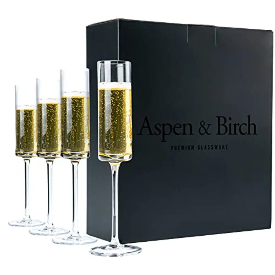 - Modern Champagne Flutes Set of 4 - Champagne Glasses - Mimosa Glasses Premium Crystal Stemware Clear 6 oz Hand Blown Glass Ch
- Modern Champagne Flutes Set of 4 - Champagne Glasses - Mimosa Glasses Premium Crystal Stemware Clear 6 oz Hand Blown Glass Ch