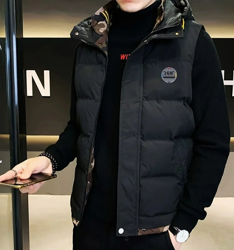 Hong Kong Men's Thiened down Cotton Vest Autumn Winter Warm Hooded Svel Jaet Outerwear Casual Loose Fit Youth Sle
Hong Kong Men's Thiened down Cotton Vest Autumn Winter Warm Hooded Svel Jaet Outerwear Casual Loose Fit Youth Sle