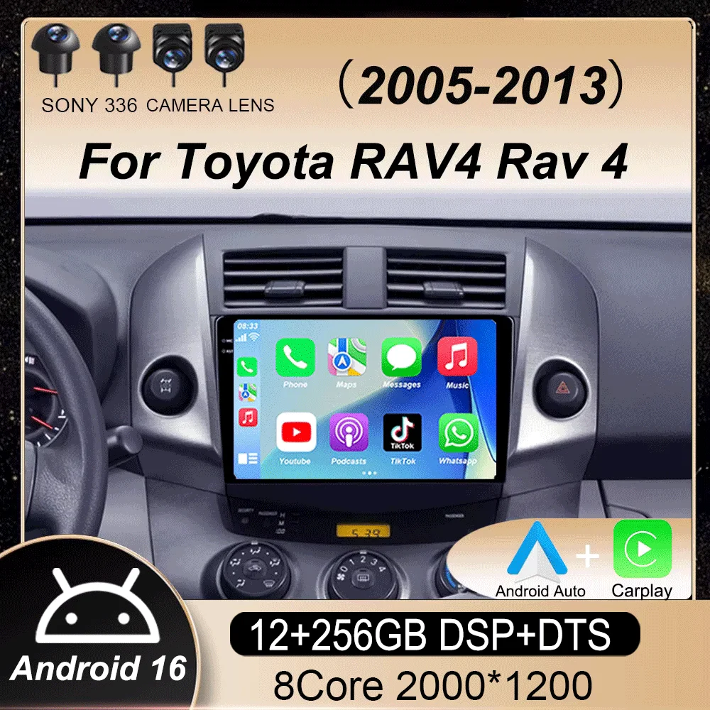Android 16 Carplay Car Radio Multimedia For Toyota RAV4 Rav 4 2005 - 2013 navigation video DVD Autoradio Stereo 2din 4G+BT GPS
Android 16 Carplay Car Radio Multimedia For Toyota RAV4 Rav 4 2005 - 2013 navigation video DVD Autoradio Stereo 2din 4G+BT GPS