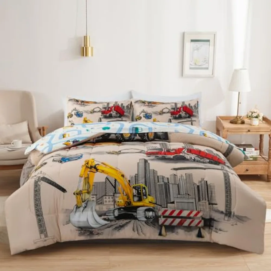 Trucks Tractors Cars Boy Bedding Comforter Set with Sheets, Size Cartoon Construction Car Excavator Print Bed in A Bag 5-Piece,
Trucks Tractors Cars Boy Bedding Comforter Set with Sheets, Size Cartoon Construction Car Excavator Print Bed in A Bag 5-Piece,