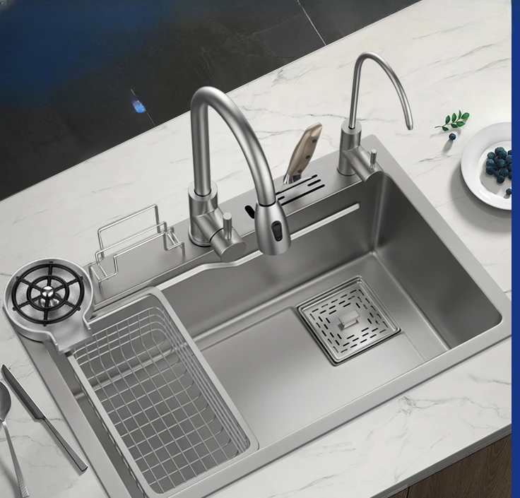 с одним слотом, утолщенная нержавеющая сталь 304, с держателем для ножей, мойкой, кухней, под столом. 
с одним слотом, утолщенная нержавеющая сталь 304, с держателем для ножей, мойкой, кухней, под столом.